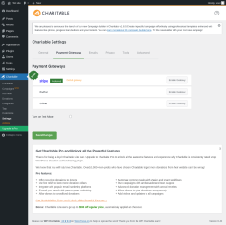 Page screenshot: Charitable → Settings → Payment Gateways