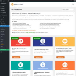 Page screenshot: Charitable → Addons