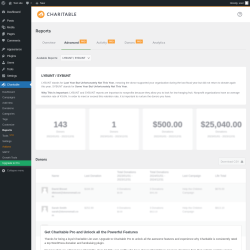 Page screenshot: Charitable → Reports → Advanced