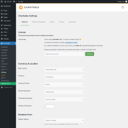 Page screenshot: Charitable → Settings