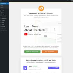 Page screenshot: Welcome to Charitable ‹ Test site — WordPress