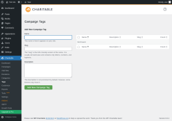 Page screenshot: Charitable → Tags