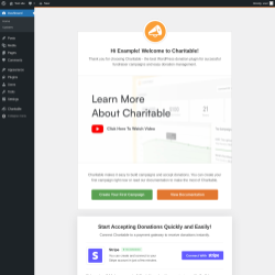 Page screenshot: Welcome to Charitable ‹ Test site — WordPress