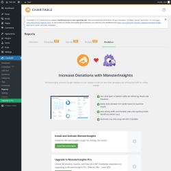 Page screenshot: Charitable → Reports → Analytics
