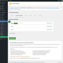 Page screenshot: Charitable → Settings → Payment Gateways