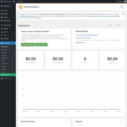Page screenshot: Charitable → Dashboard