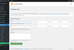 Page screenshot: Charitable → Tags