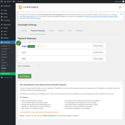Page screenshot: Charitable → Settings → Payment Gateways