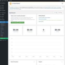 Page screenshot: Charitable → Dashboard  NEW!