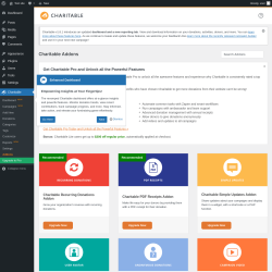 Page screenshot: Charitable → Addons