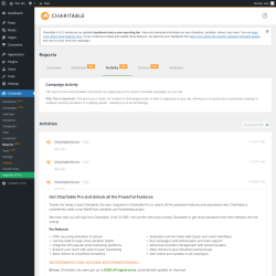 Page screenshot: Charitable → Reports  NEW! → Activity