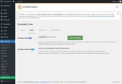 Page screenshot: Charitable → Tools  NEW! → Import