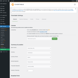 Page screenshot: Charitable → Settings