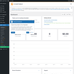 Page screenshot: Charitable → Dashboard  NEW!