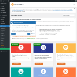 Page screenshot: Charitable → Addons