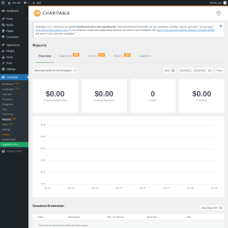 Page screenshot: Charitable → Reports  NEW!