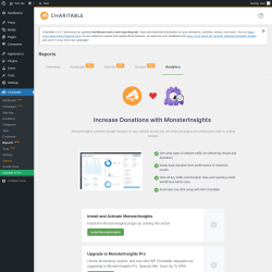 Page screenshot: Charitable → Reports  NEW! → Analytics