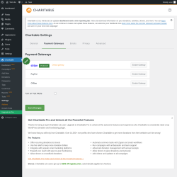 Page screenshot: Charitable → Settings → Payment Gateways