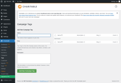 Page screenshot: Charitable → Tags
