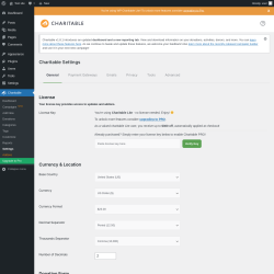 Page screenshot: Charitable → Settings