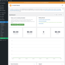 Page screenshot: Charitable → Dashboard