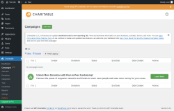 Page screenshot: Charitable → Campaigns  NEW!
