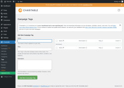 Page screenshot: Charitable → Tags