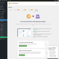 Page screenshot: Charitable → Reports → Analytics