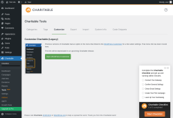 Page screenshot: Charitable → Tools  NEW! → Customize