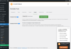 Page screenshot: Charitable → Tools  NEW! → Import