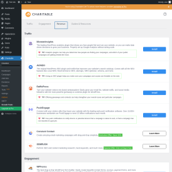 Page screenshot: Charitable → Growth Tools → Revenue