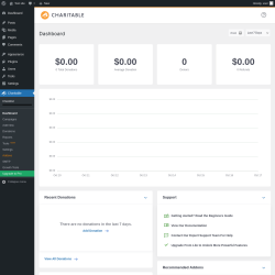 Page screenshot: Charitable → Dashboard