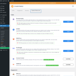 Page screenshot: Charitable → Growth Tools → Guides & Resources