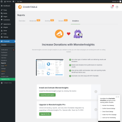 Page screenshot: Charitable → Reports → Analytics