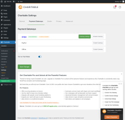 Page screenshot: Charitable → Settings → Payment Gateways