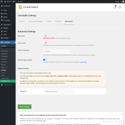 Page screenshot: Charitable → Settings → Advanced