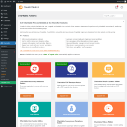 Page screenshot: Charitable → Addons