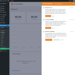Page screenshot: Charitable → Notifications