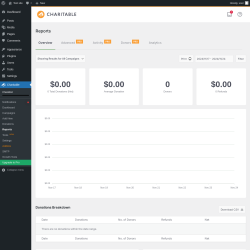 Page screenshot: Charitable → Reports