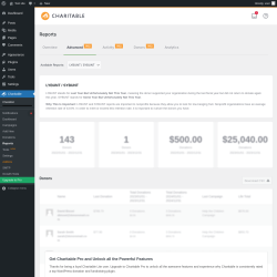 Page screenshot: Charitable → Reports → Advanced