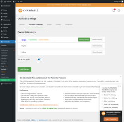Page screenshot: Charitable → Settings → Payment Gateways