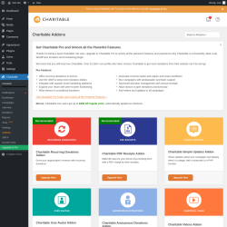 Page screenshot: Charitable → Addons