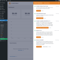 Page screenshot: Charitable → Notifications