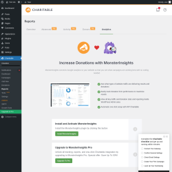 Page screenshot: Charitable → Reports → Analytics