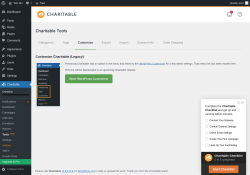Page screenshot: Charitable → Tools  NEW! → Customize