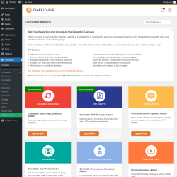 Page screenshot: Charitable → Addons