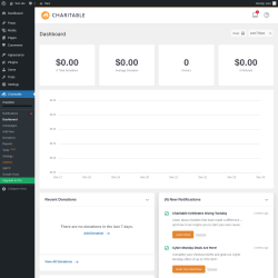 Page screenshot: Charitable → Dashboard