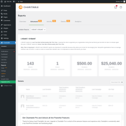Page screenshot: Charitable → Reports → Advanced