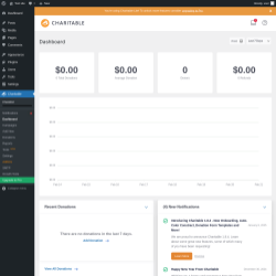 Page screenshot: Charitable → Dashboard