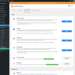 Page screenshot: Charitable → Growth Tools → Revenue